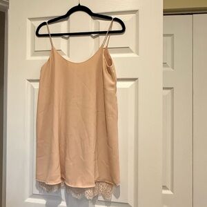 ZARA Woman Blush Slip Dress with Lace Trim XS